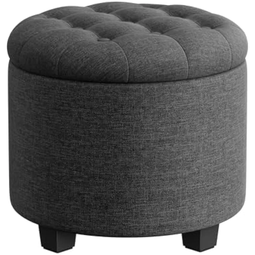 

Round Ottoman, Ottoman with Storage, 17.7 Dia. x 17.5 H Inches Foot Rest with Legs, Load up to 330 lb, for Living Room, Bedroom