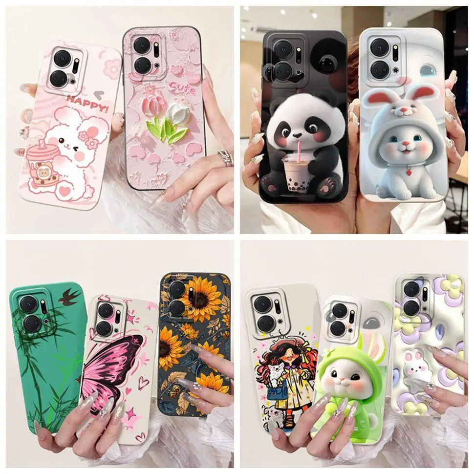 For Honor X7a Case Cute Panda Butterfly Soft Silicone Phone Case For Honor X7 X7a HonorX7a Back Cover HonorX7 Coque Funda Bumper