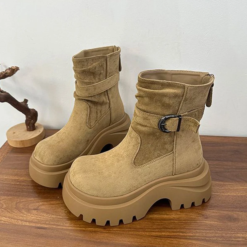 

Женские ботильоны на плоской подошве и платформе, модные короткие ботинки, повседневная обувь, зимняя прогулочная спортивная обувь 2024, новые кроссовки, женские ботинки «Челси»