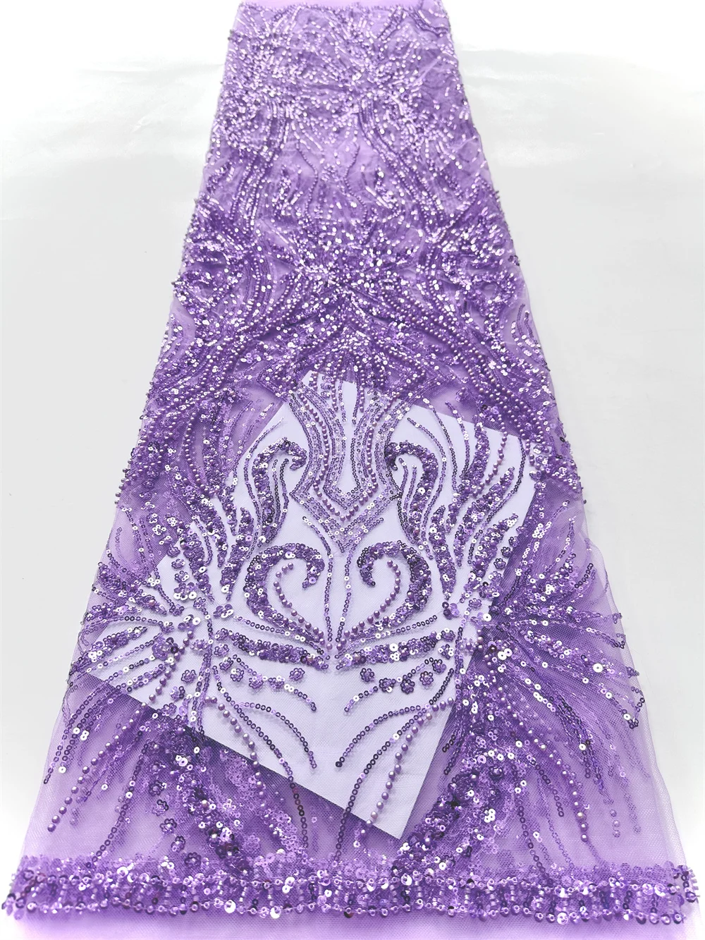 2025 최신 나이지리아 스팽글 레이스 원단, 고급 수공 비즈 레이스 원단, 고급 프랑스 자수 비즈 레이스 원단 (웨딩용)