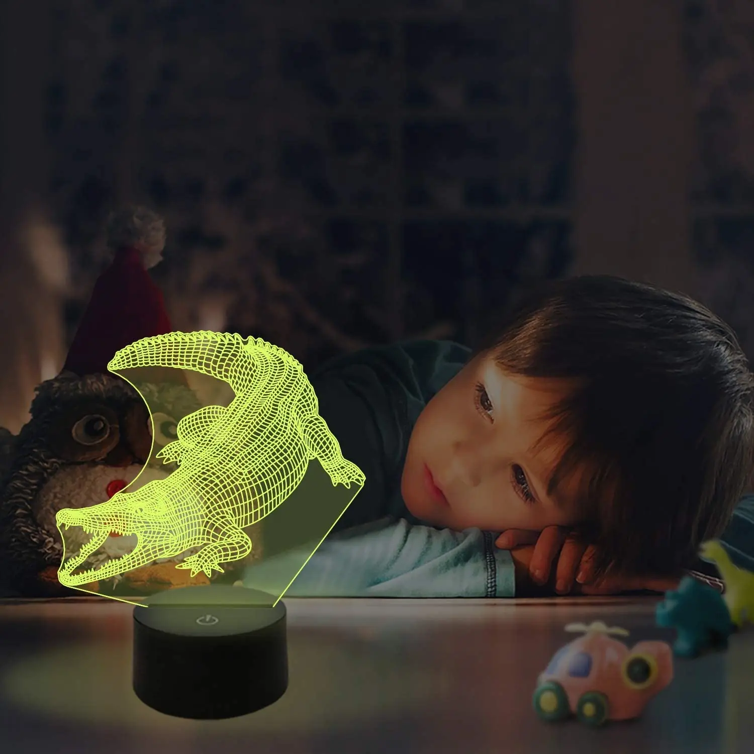 จระเข้ของขวัญ,3D จระเข้ Night Light สำหรับเด็กรีโมทคอนโทรล16สีเปลี่ยนหลอดไฟคริสต์มาสของขวัญวันเกิดสำหรับเด็ก