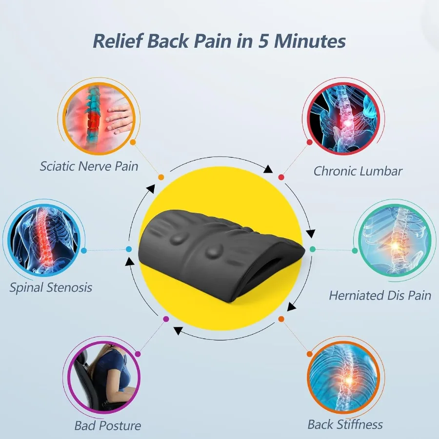 RESTCLOUD Back Stretcher for Back Pain Relief Back Stretching Cushion Chronic Lumbar Support Pillow Helps with Spinal Stenosis