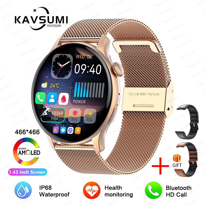 2025 NFC Smart Watch Amoled HD GPS Track Sports Heart Rate Bluetooth Call Waterproof Ladies Women Smartwatch For Huawei Xiaomi