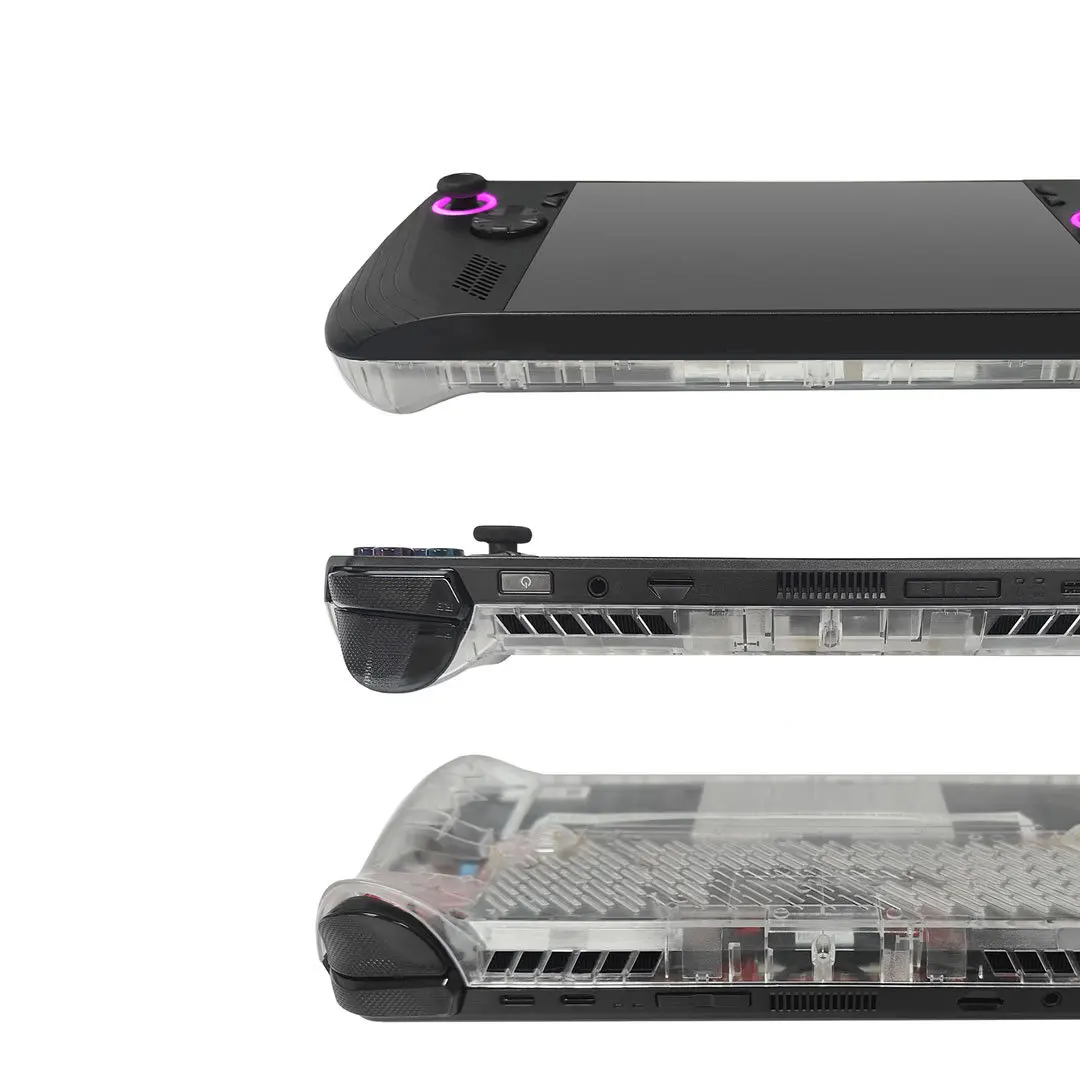 Transparent Back Cover compatible with ROG Ally X - Replacement Shell with Enhanced Ventilation , Crystal Clear/Transparent Gray