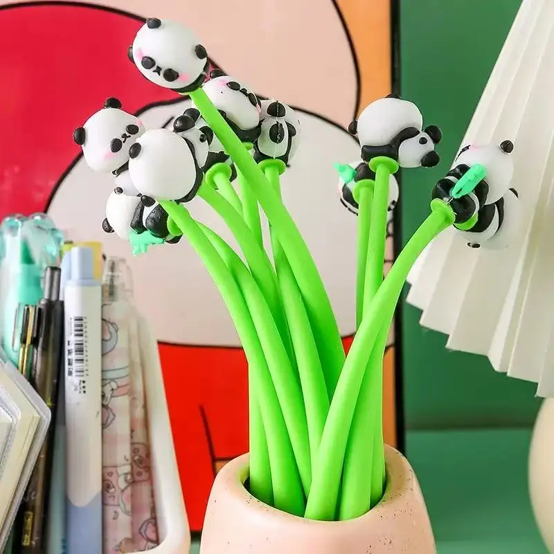 Cute Panda Shake Gel Pen Creative Kawai Stationery Student Soft High Looking Office School Supplies Signature Wholesale Lovely