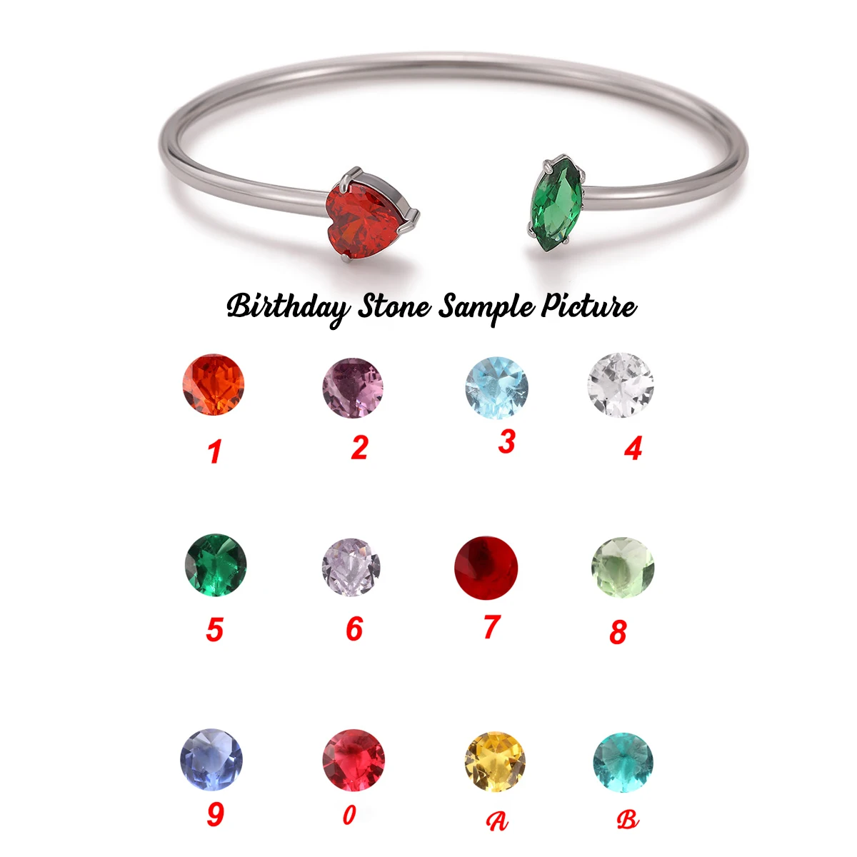 Custom Birthstone Cuff Bangle Mother Bracelet, Personalized