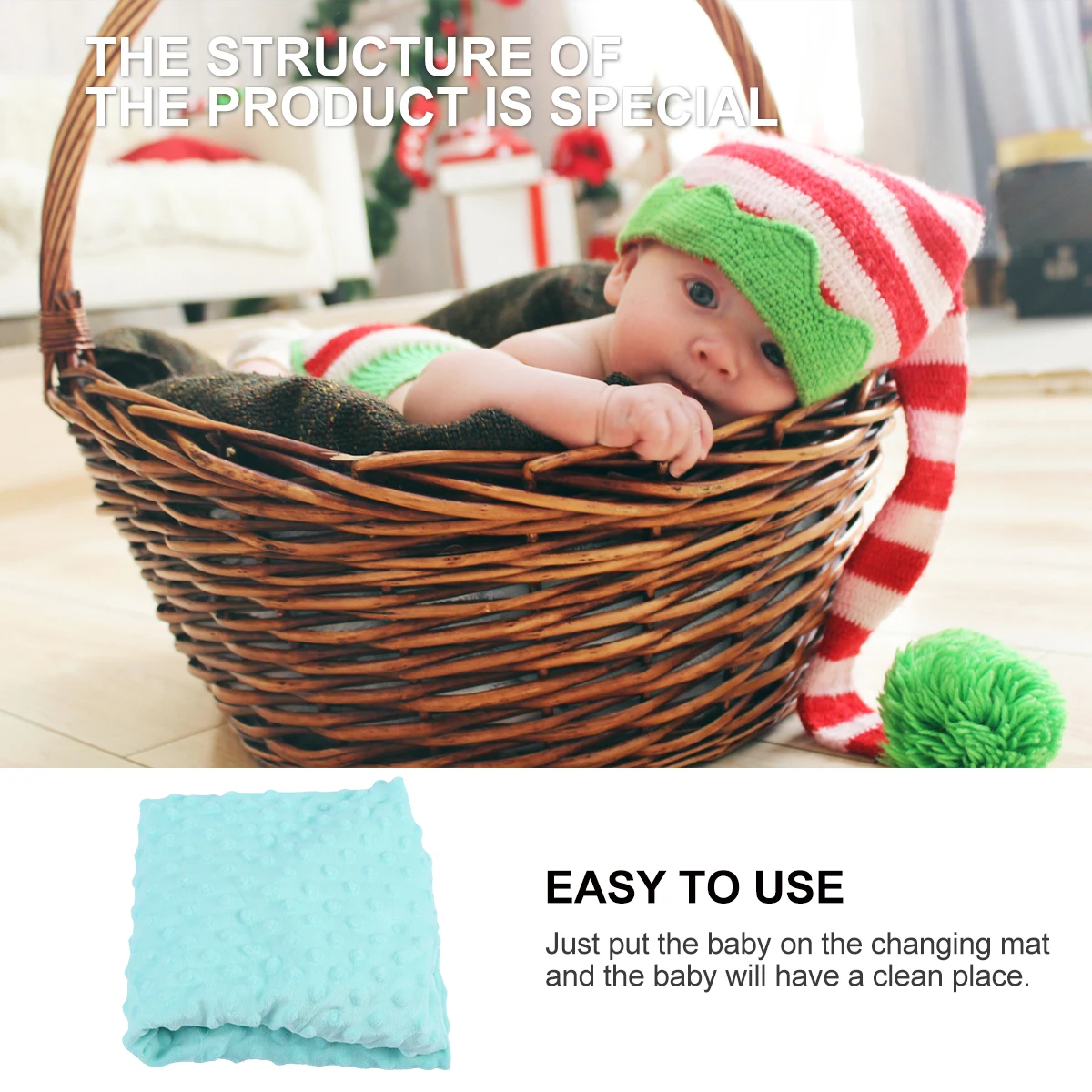 

1pc Changing Table Breathable Pad Green Massage Reusable Washable Diaper Changing Mat Shower Gift