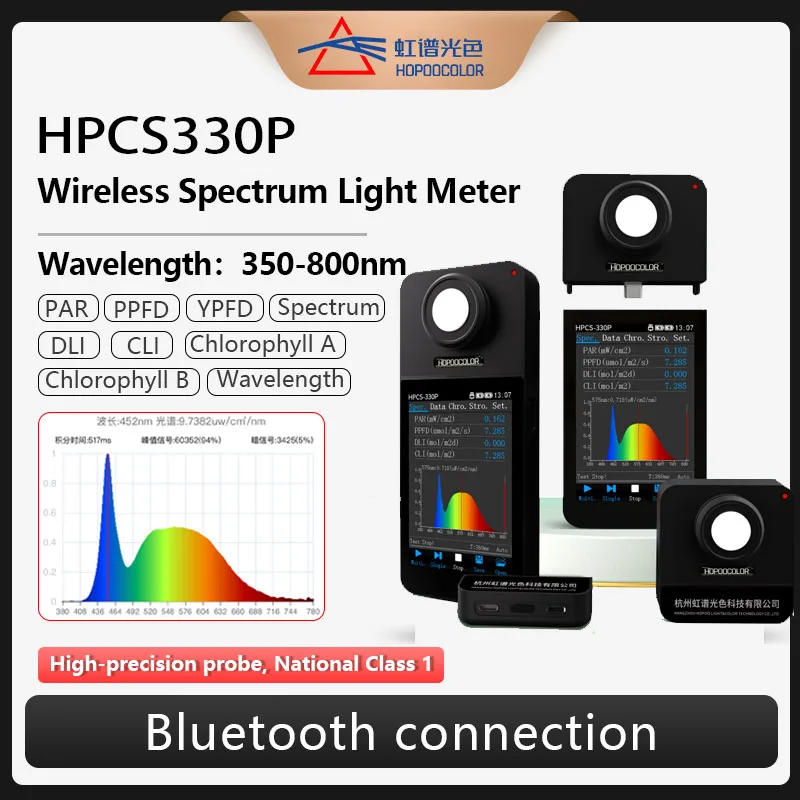 Bluetooth CCT Meter CRI Spectrometer LED Light Spectrum meter HPCS330 Hopoocolor