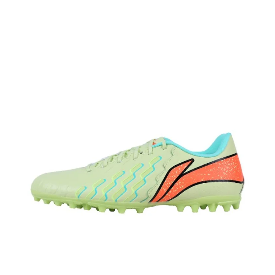 Li Ning Brocade MG Multi Ground Synthetic Leather Soccer Shoes Men's Green YSFU005-3