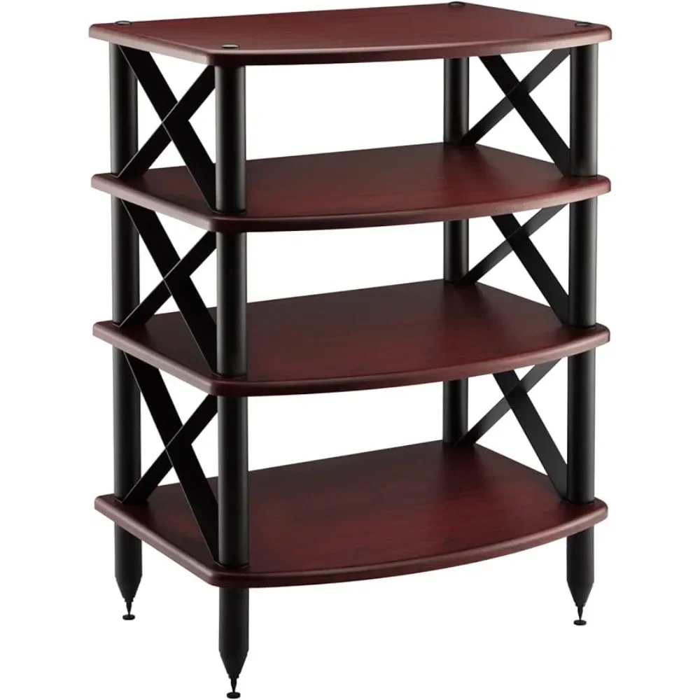 %a para Pangea Audio Vulcan X Soporte multimedia para rack de audio de cuatro estantes y gabinete de componentes Rosenut Rojo