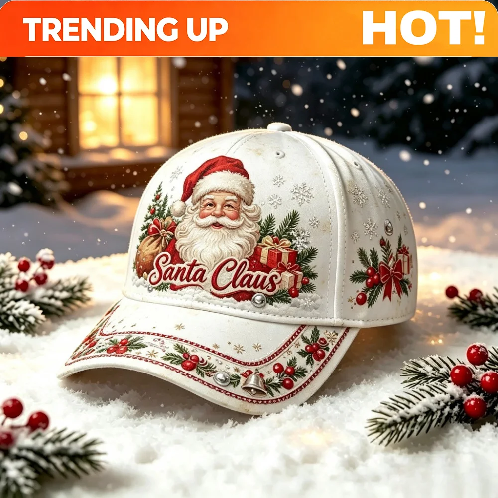 Customization Vintage Santa Claus Baseball Cap For Men And Women, Nostalgic Christmas Gift With Tree