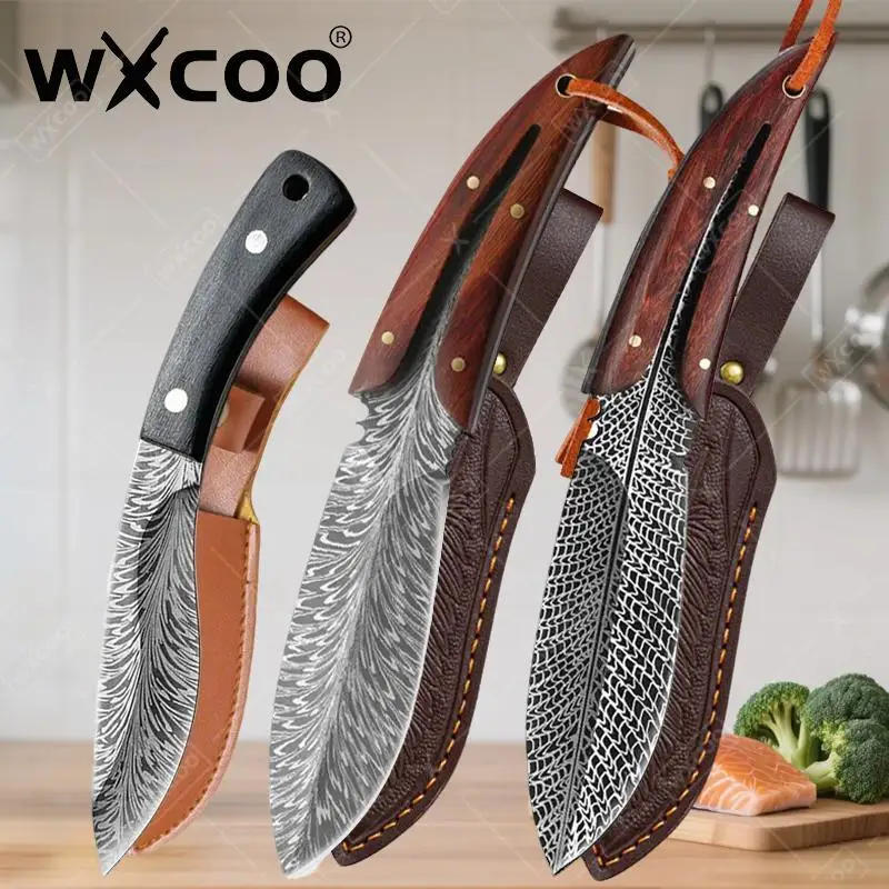 WXCOO Stainless Steel Pocket Knife Fruit Slicing Cutting Knife Kitchen Accessories Butcher Knife Portable Knife Meat Cleaver