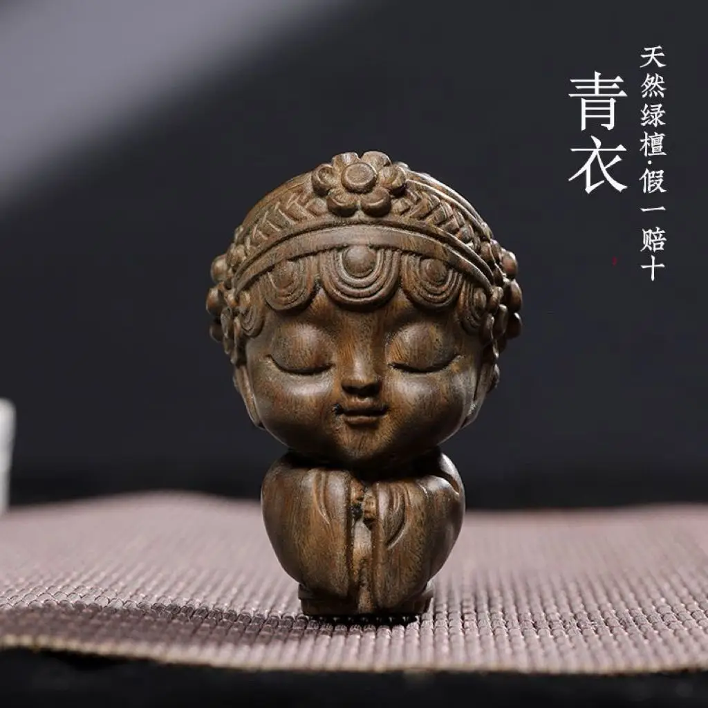Hand Carved Wood Chinese Peking Opera Beautiful woman Statue Figurine Desktop Ornaments Home Decoration Crafts Tea Pet Decor