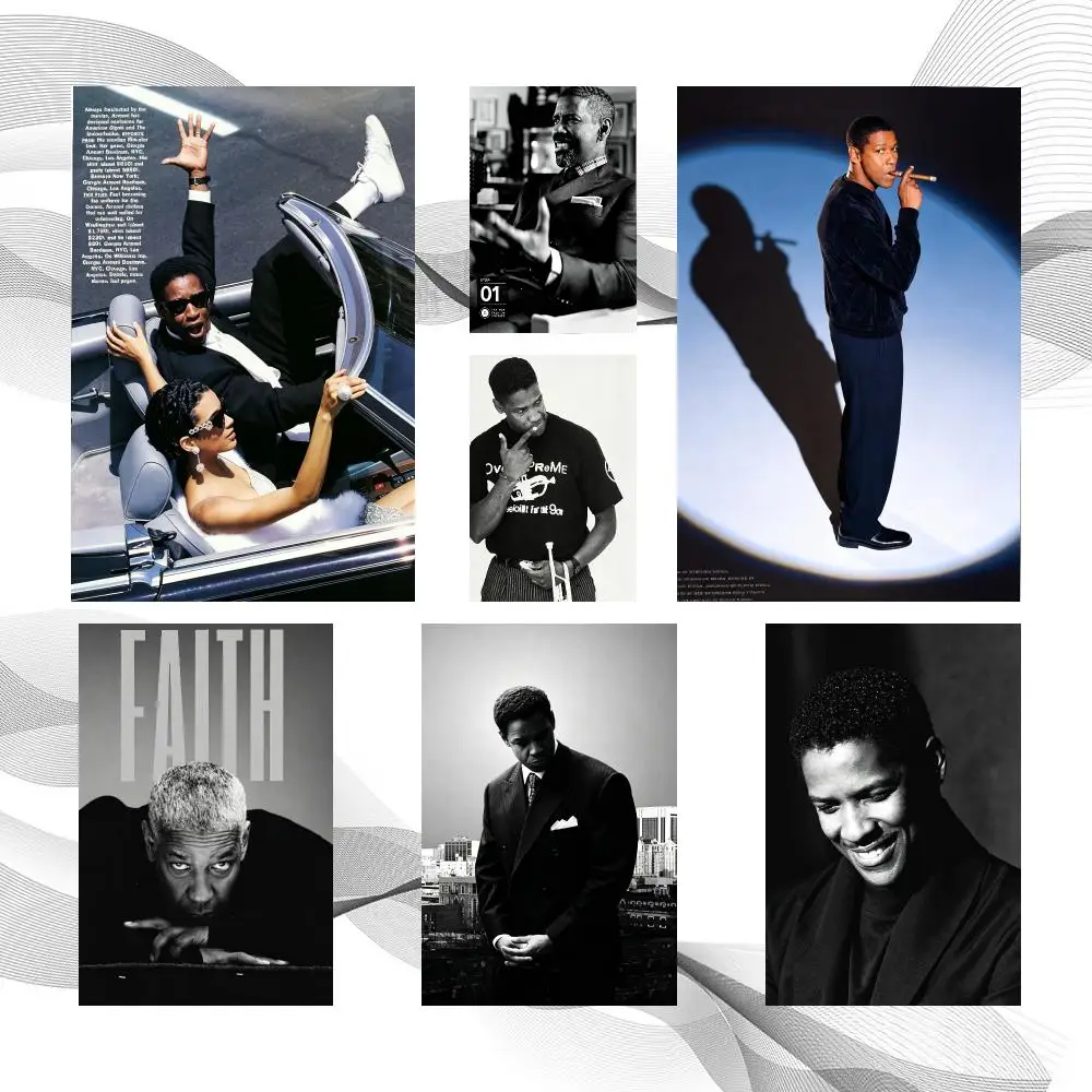 Actor Famous D-Denzel Washington Poster Peel And Stick Wall Art Self Adhesive PP Waterproof Wall Decor Living Room Bedroom Gift