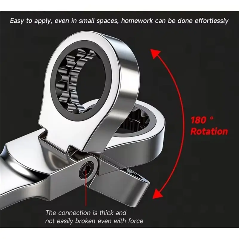 M11K-Go-Thru Ratcheting Wrench Set(7 In 1), 72-Tooth Double Box End Metric Sockets& Case For Auto Motorcycle Tools