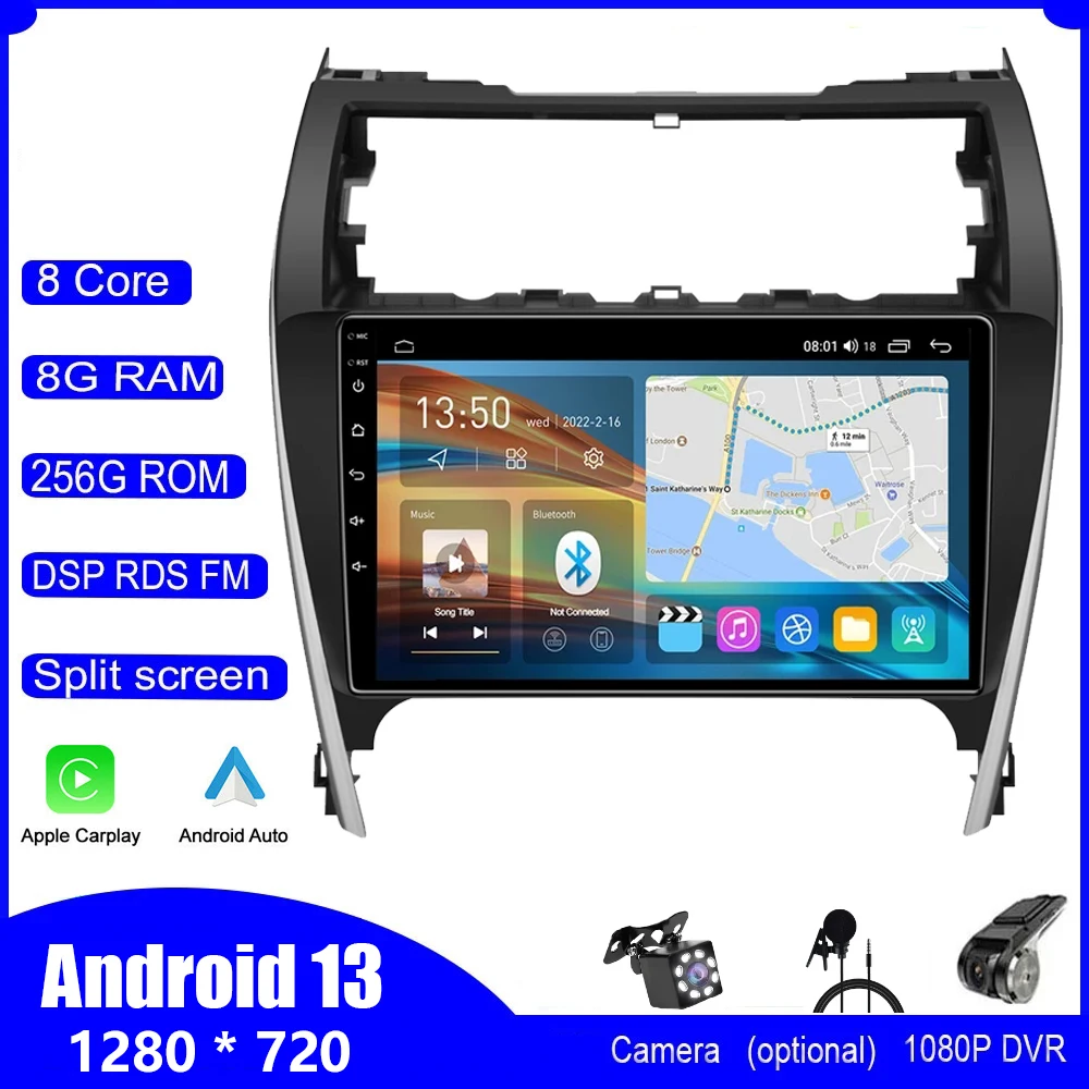 

For Toyota Camry 2012 2013 2014 US Version Android 13 Car Radio Multimedia BT GPS Navigation Stereo Player Carplay Head Unit