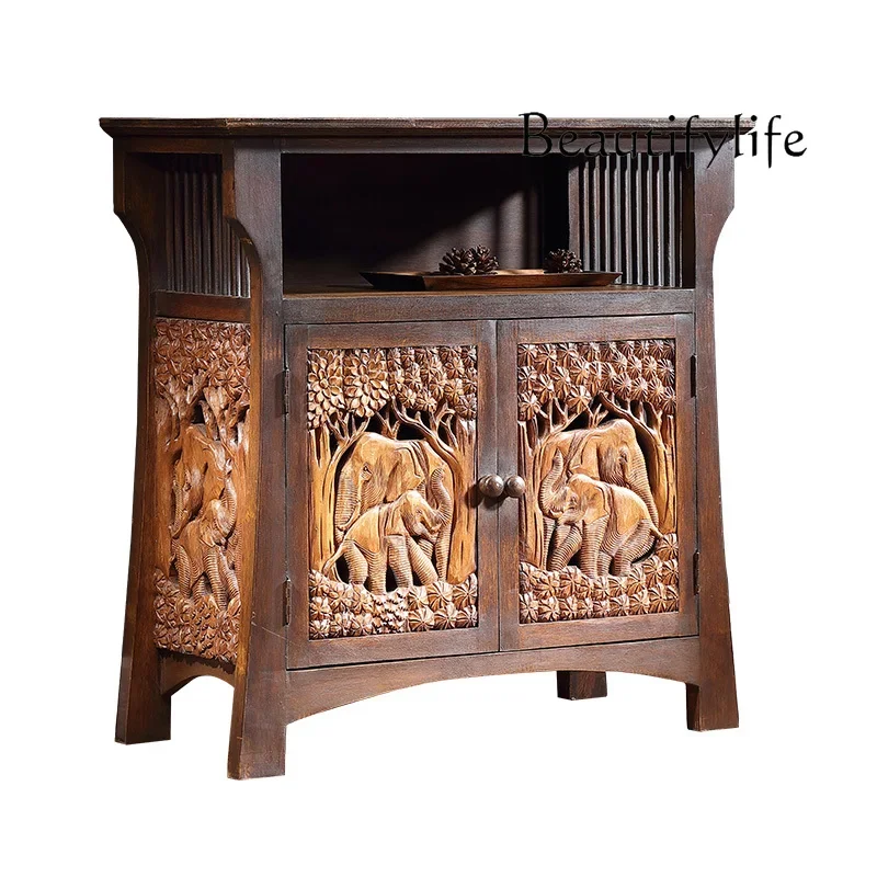 

South East Asia Solid wood porch cabinet carved Thai style antique living room furniture