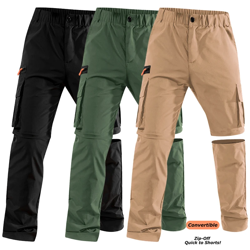 Mens Convertible Zip Off Cargo Pants Outdoor Lightweight Quick Dry Pants Spring…