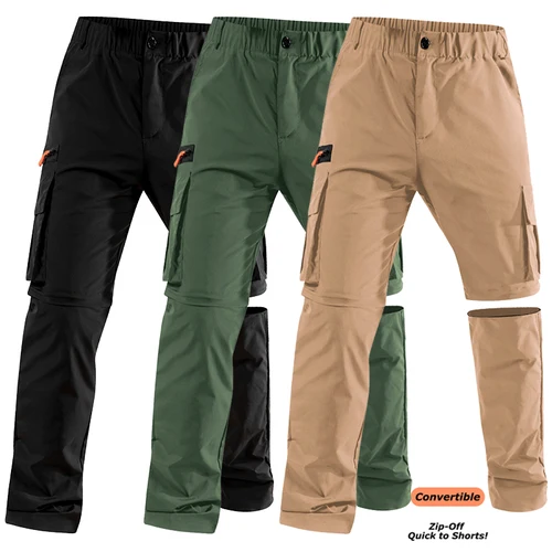Pantalones Cargo convertibles con cremallera para hombre, pantalones ligeros de secado rápido para exteriores, pantalones informales para pesca, senderismo y acampada para primavera y otoño
