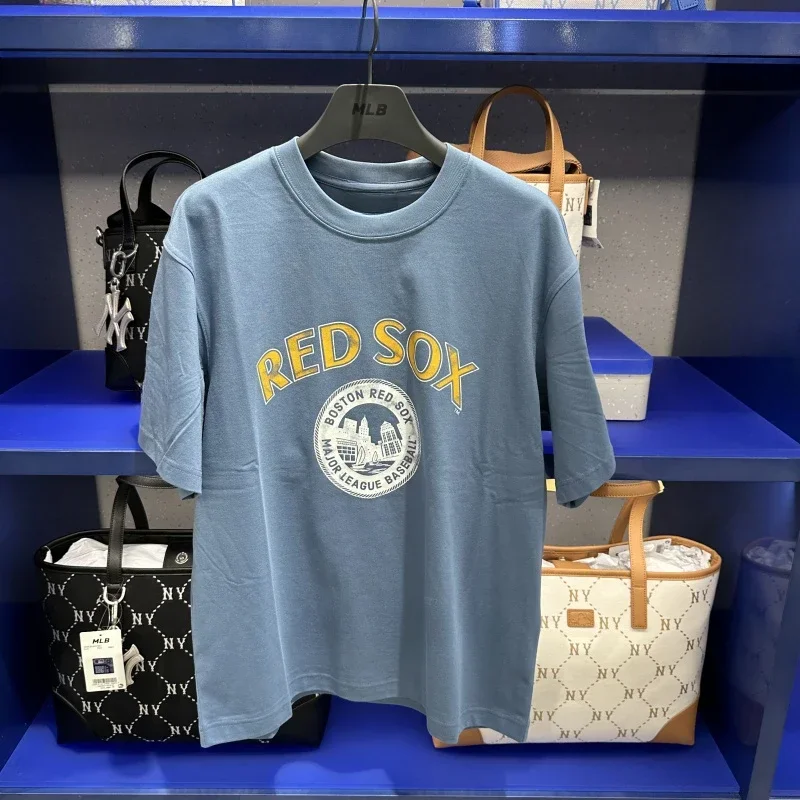 Лето 2025 г., новая модная элитная брендовая футболка M L B с дизайнерским узором и принтом, свободная спортивная футболка с короткими рукавами для отдыха, унисекс