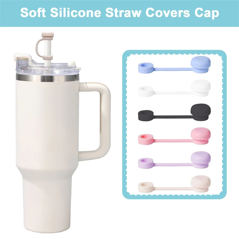 Straw Covers Cap Reusable Silicone Straw Toppers Compatible With Stanley Cup Spill Leak Stopper Splash Dust Proof