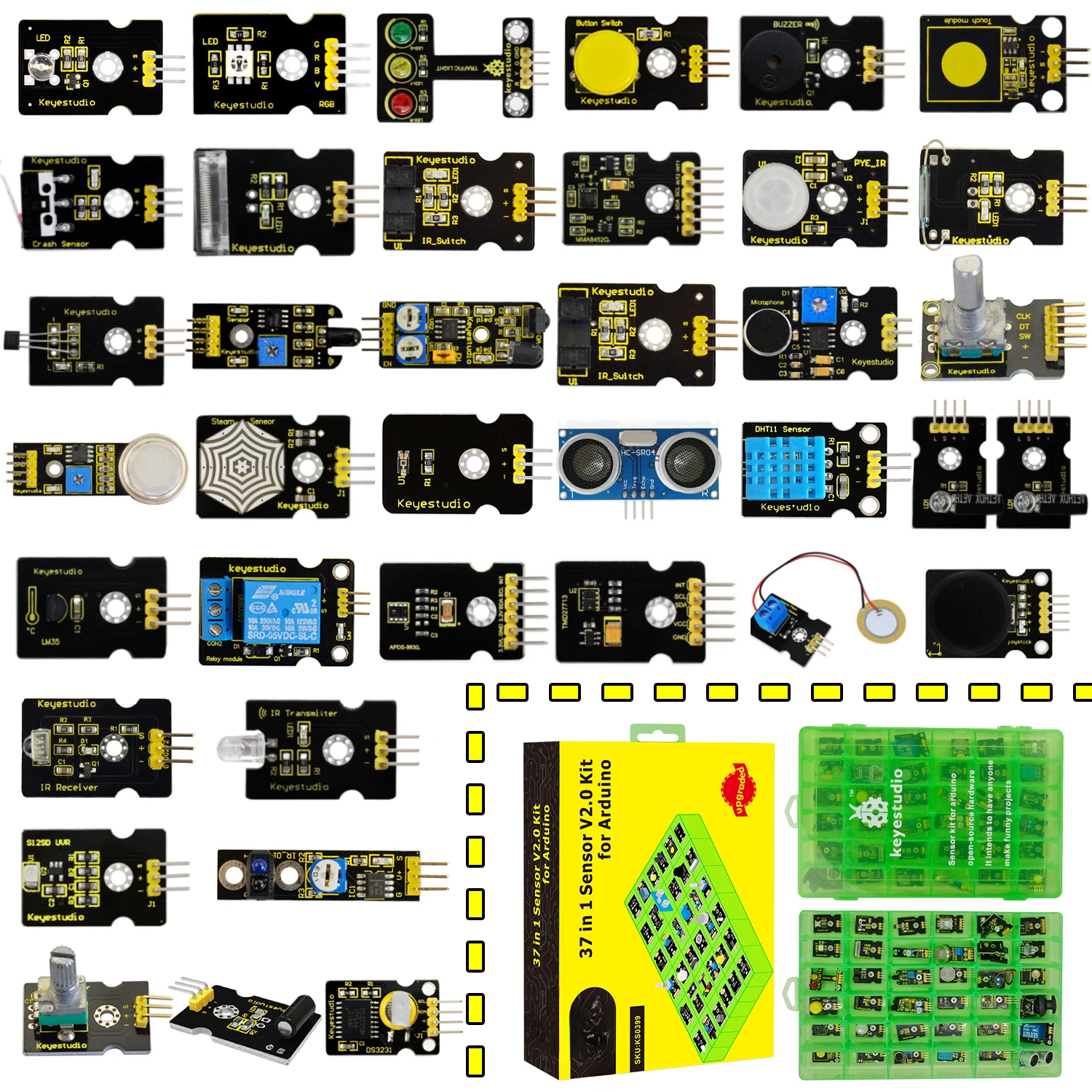 37 Sensor Module in 1 Box Learning Kit New Sensor Starter V2.0 Kit for Arduino without Mainboard