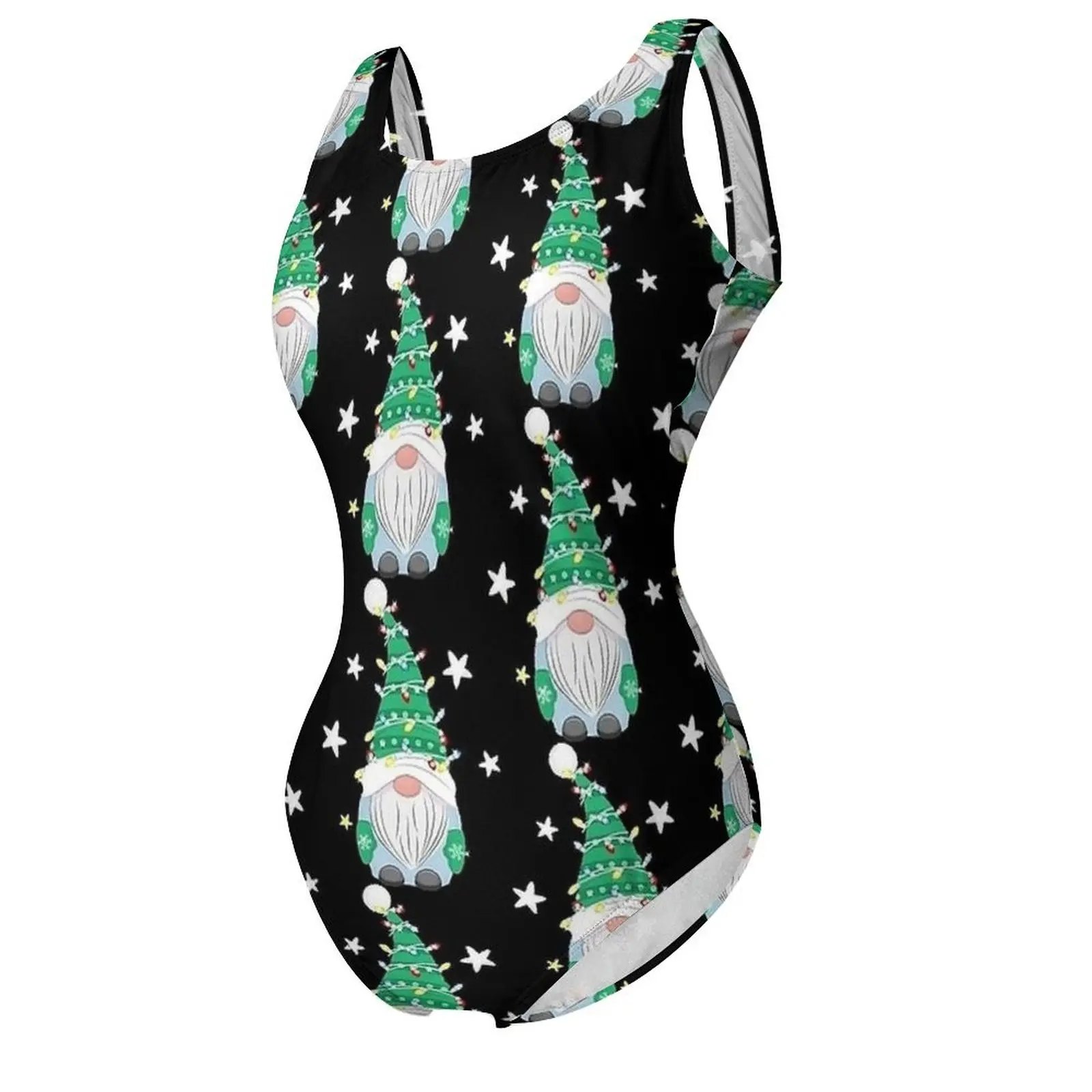 Cute Christmas Gnome Swimsuit Christmas Trees Push Up Swimwear One-Piece Holiday Surf Monokini Bodysuit Sexy Graphic Beachwear image 5