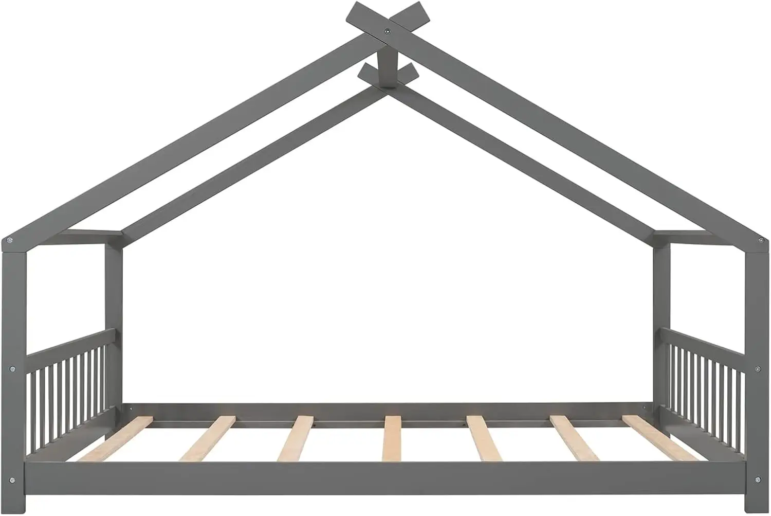 Camas cinza cama de madeira com estrutura de madeira cama de plataforma infantil com cabeceira e estribo para crianças meninos meninas adolescentes