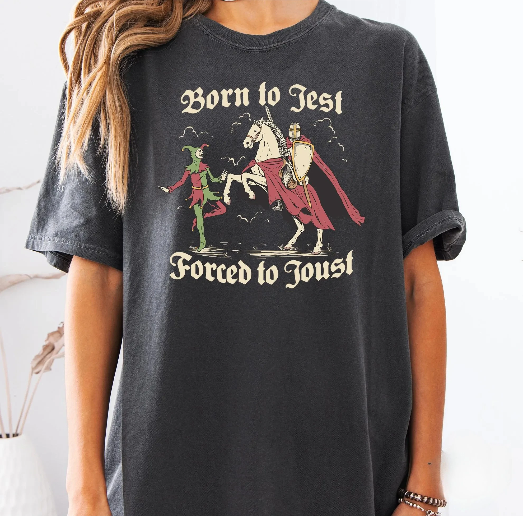 

Женская футболка больших размеров в стиле ретро с забавными мемами и рыцами из чистого хлопка, дышащая, модная и универсальная, унисекс, большого размера