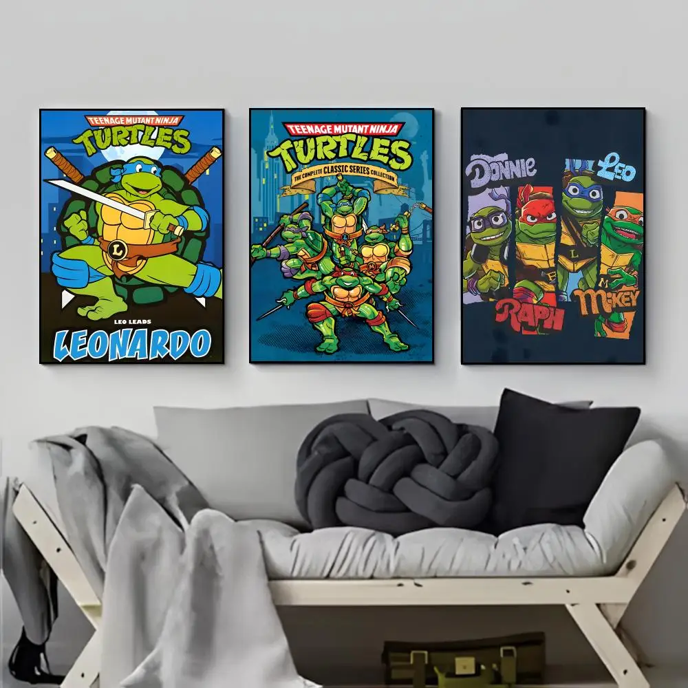 Action Adventure Anime T-Teenage M-Mutant Ninja Turtles Poster Poster HD  Waterproof Wall Sticker Bar Living Room Decor Gift