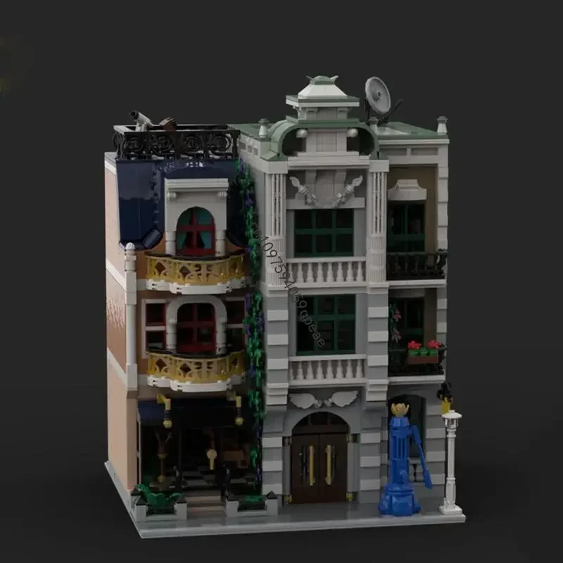 

Новинка, 4054 шт., Moc, европейский средневековый вид на улицу, классическая модель дома Tenement, сделай сам, креативная идея, игрушка, подарок на день рождения, головоломка на заказ