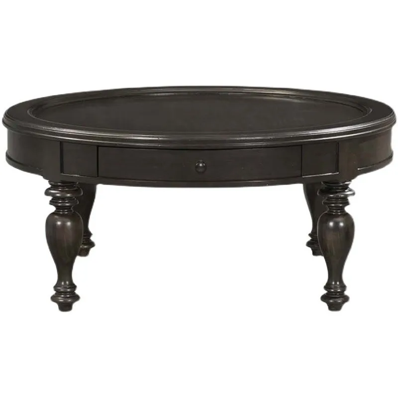 

American country solid wood retro oval coffee table, living room small apartment French coffee small table