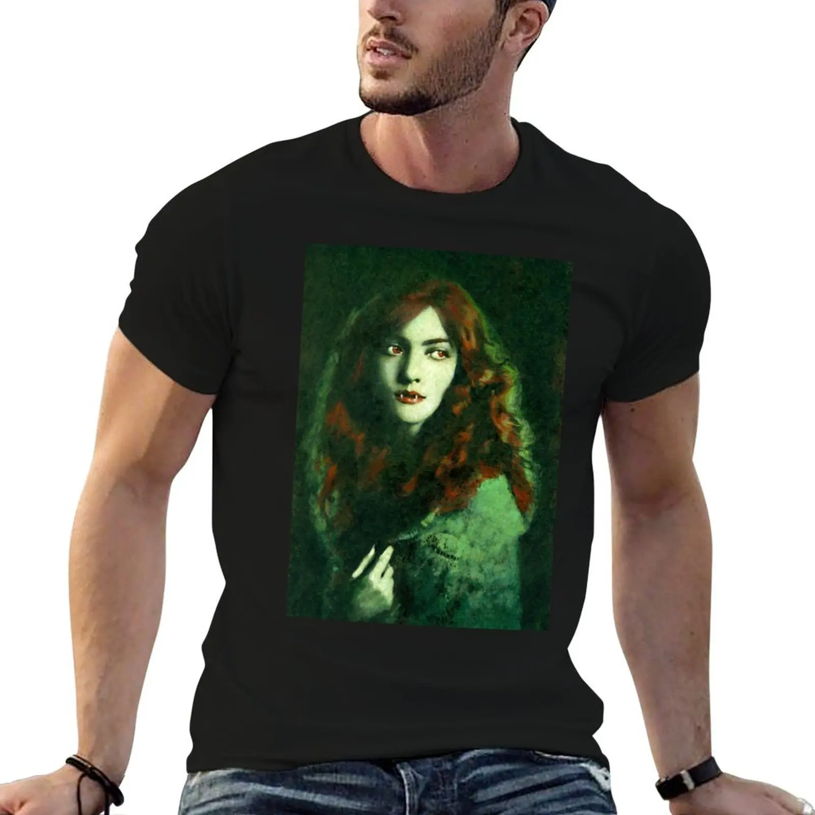 Vintage Gothic Femme Fatale Vampire T-Shirt t shirt man plain cotton t shirt man T-Shirt