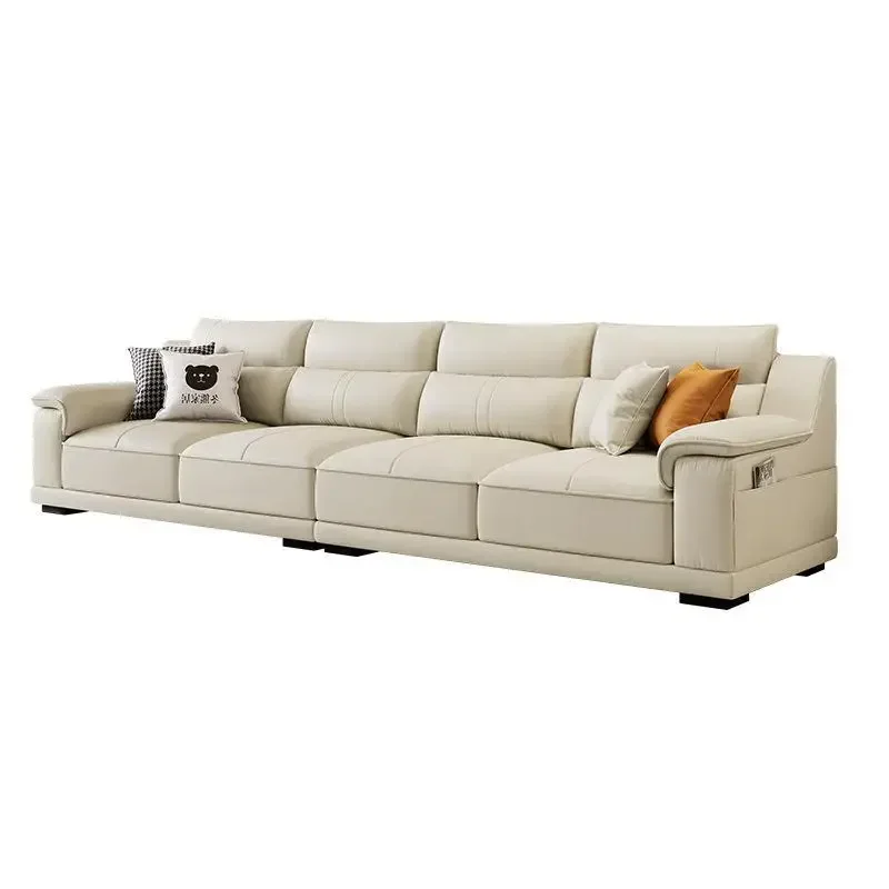 Nordic Leather Sofa for Living Room Stable Structure Modern Design Reinforced Frame Easy to Clean Sturdy Construction