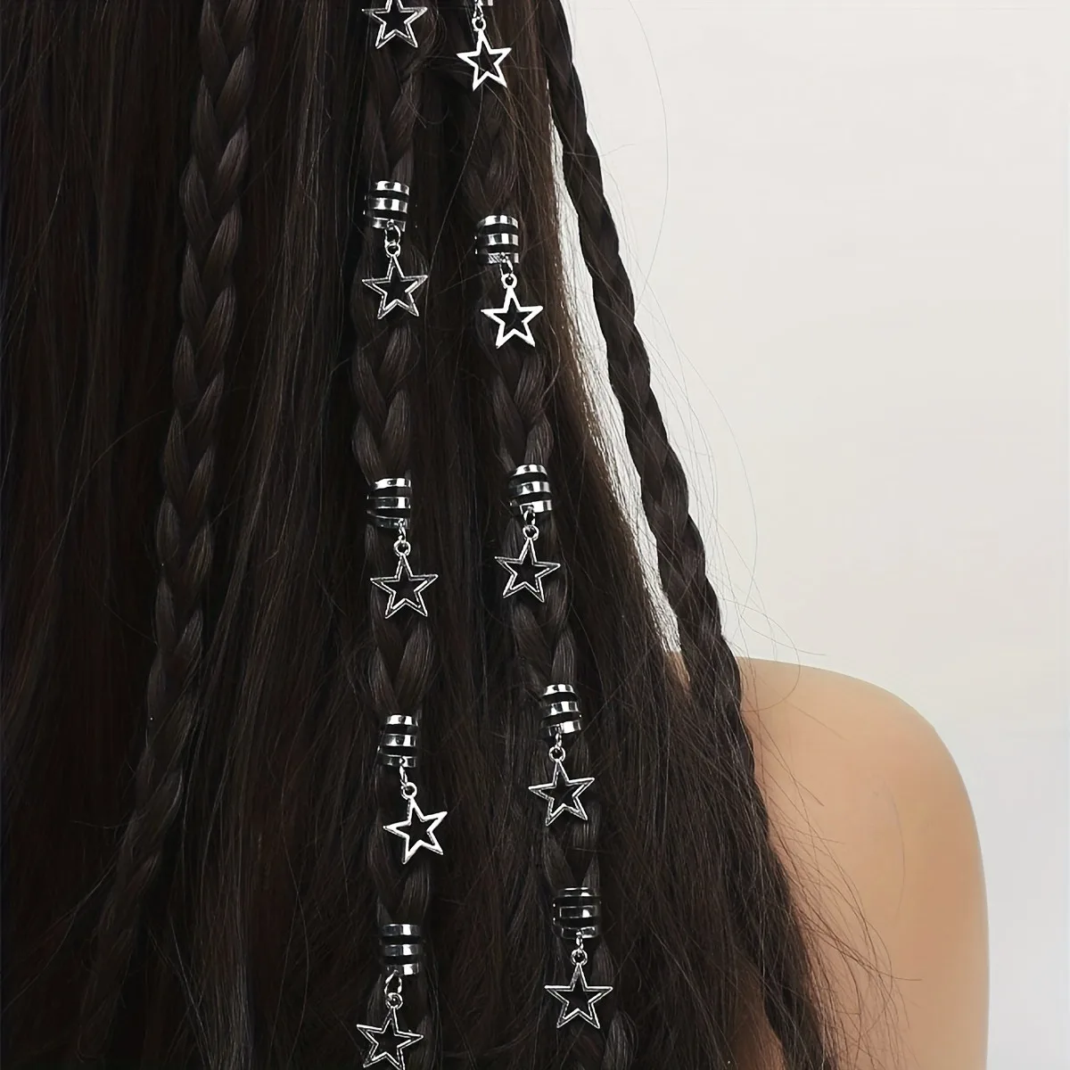 10pcs/set Star Shape Metal Hair Ring,Dreadlocks Beads Hair Braid DIY Pendant Hair Accessories Metal Cuffs Decoration/Accessories