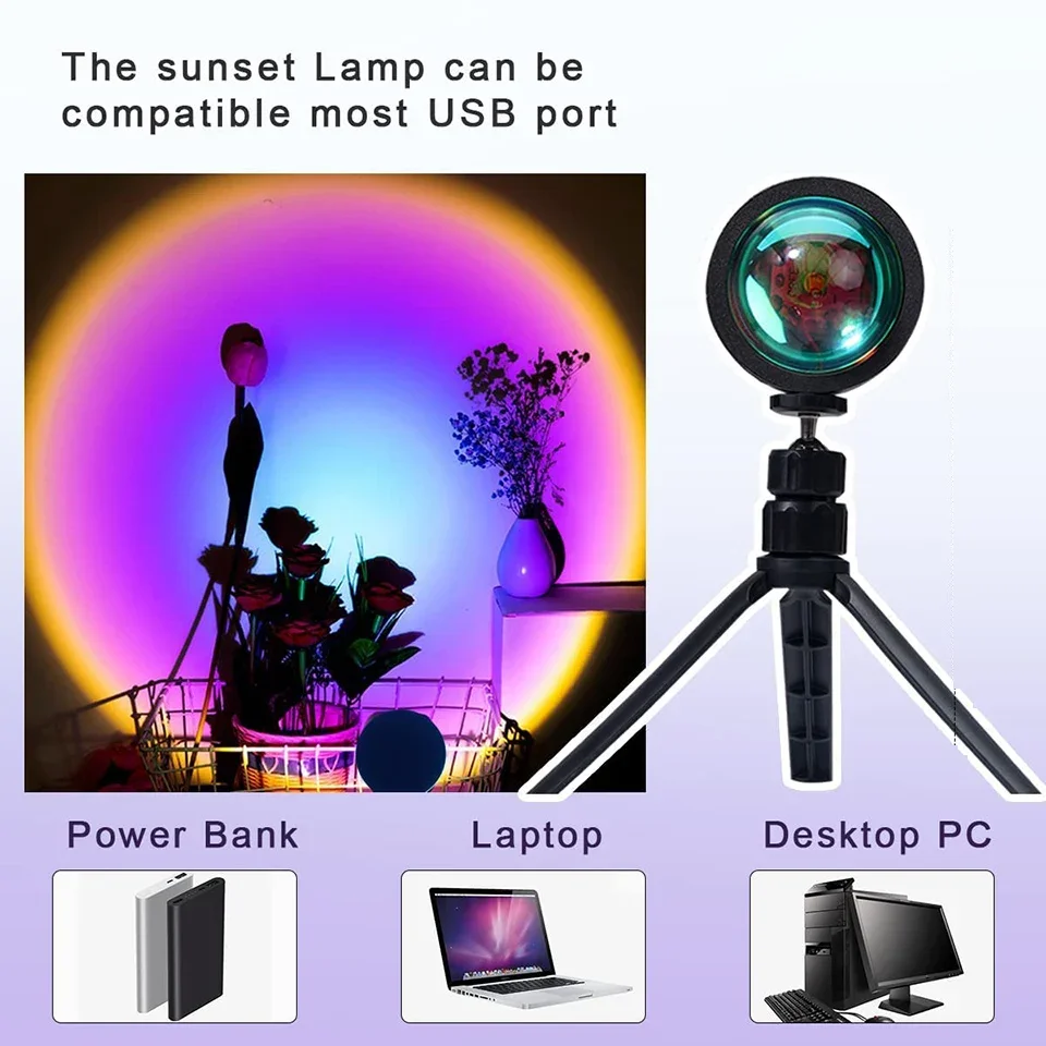 Drop Shipping Photography Sunset Lamp Led USB Smart APP Remote Projector Night Light Home Decor 5V Without Choice AE Mark