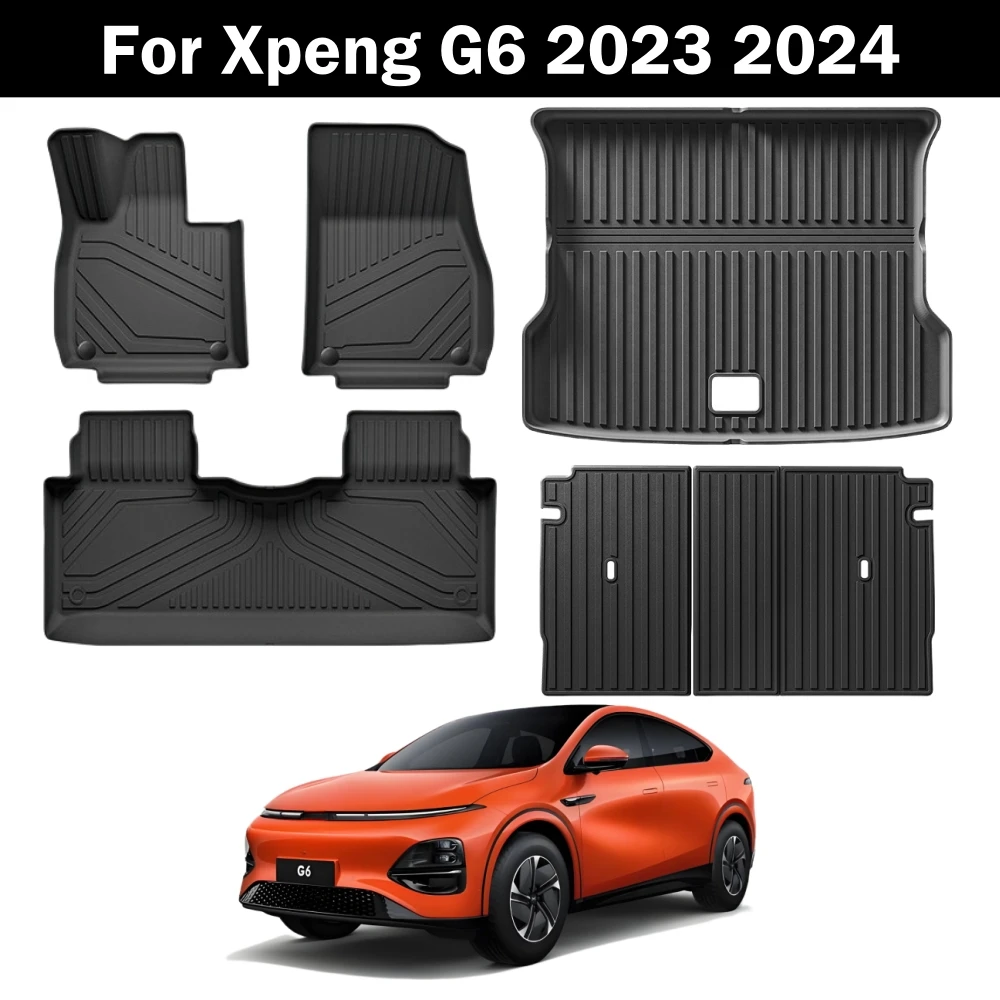 For Xpeng G6 2023 2024 TPE Floor Mats All Weather Waterproof Anti-Slip Front Rear Cargo Liner Trunk Mat Foot Pads