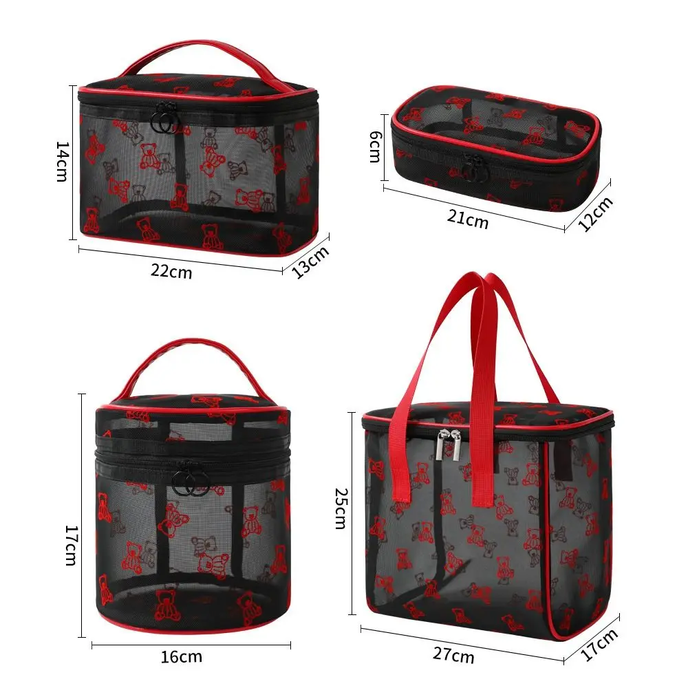 بسيطة سعة كبيرة شبكة حقائب مستحضرات التجميل سستة INS أدوات الزينة كيس التخزين المحمولة لينة مرئية غسل حقيبة يد حمام غسل #4