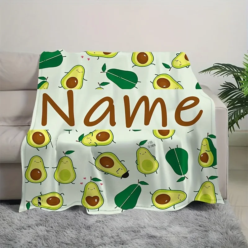 بطانية مطبوعة بالأفوكادو، بطانية فانيلا خفيفة الوزن وناعمة ومريحة يمكن تخصيصها مع اسم #4
