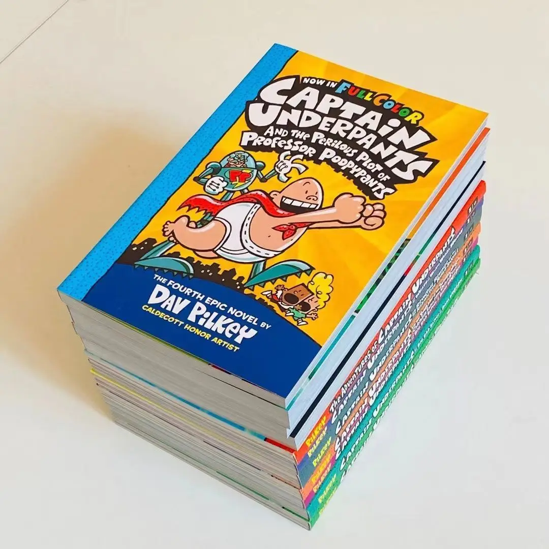 English Books for Children, Captain Underpants, Superman Reading Edition, Livros de capa colorida, 12 Volumes