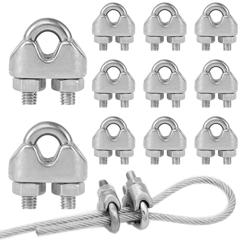

12/24Pcs U Type M3 Cable Clamps 3mm Wire Rope Fixing Clip Bolts Fastener Metal Heavy Duty 304 Stainless Steel Woodworking tools