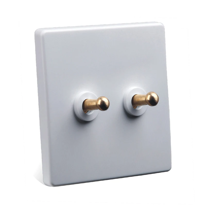 Wall Light 1-3 Gang 2 Way Toggle Switch Brass Lever White Matte Panel For Living Room