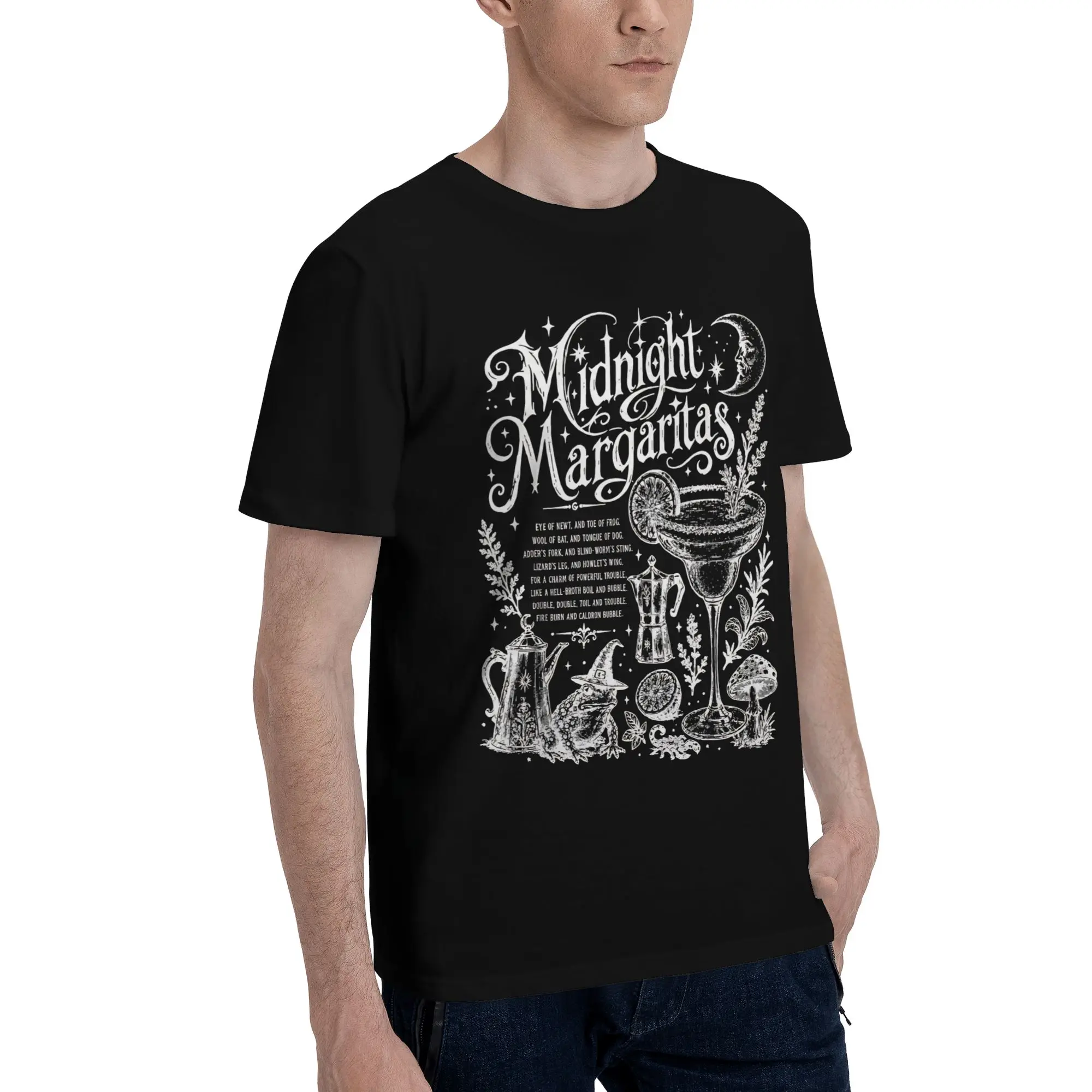 Practical Magic Midnight Margaritas Witchy Cocktail Spellcasting Moonlit Witchcr Printed T Shirts for Men Women  100% Cotton