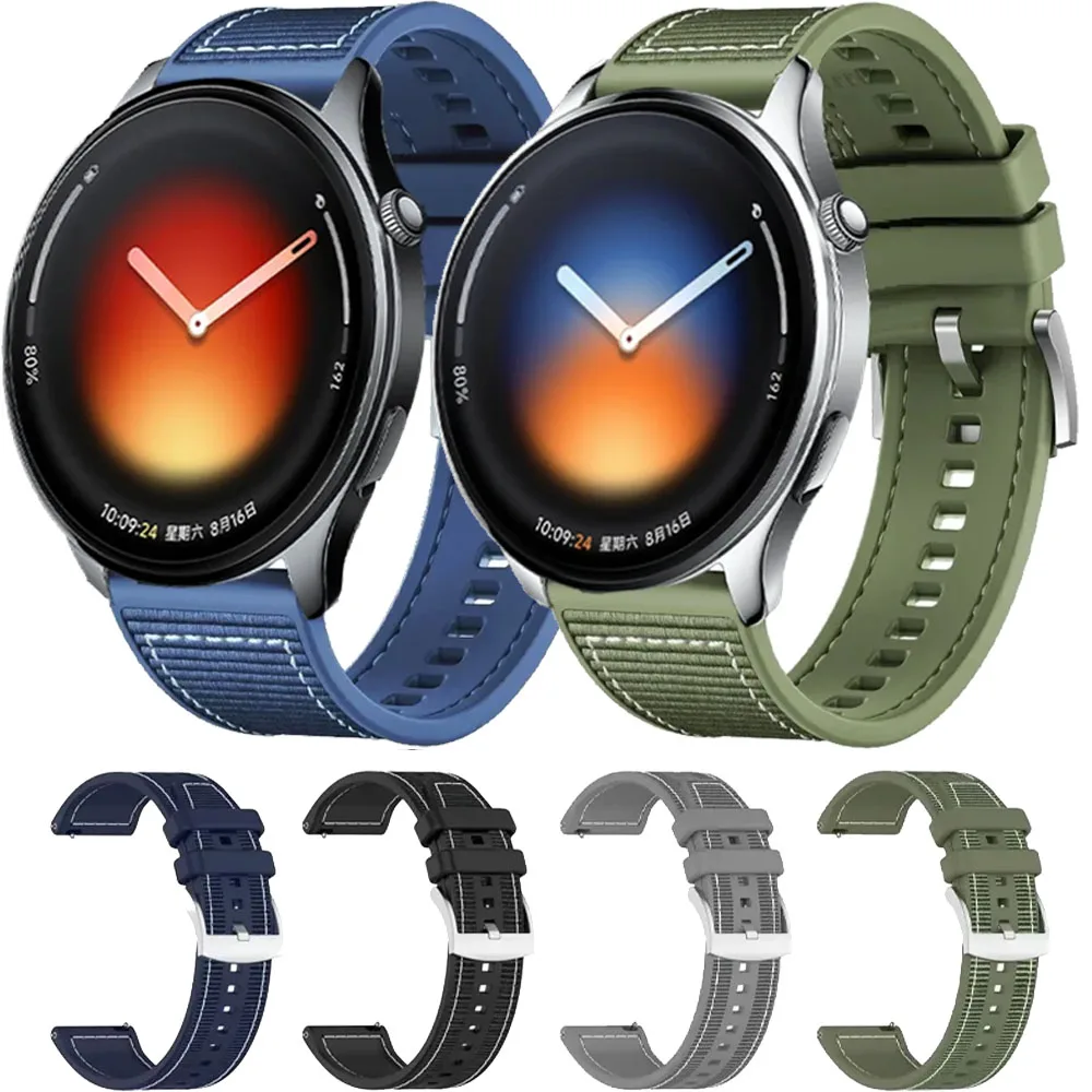 22mm Nylon Composite Silicone Strap for Xiaomi Watch5 S5 4 3 replacement wristband For OnePlus Watch Lite 3 4 X2 Amazfit Bip Max