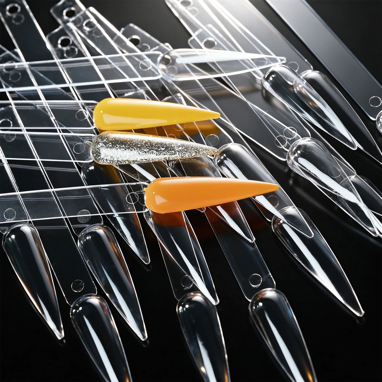 40/50Pcs Clear Long Stiletto Nail Color Swatch Sticks Gel Practice Display Board Professional Manicure Salon Polish Sample Show