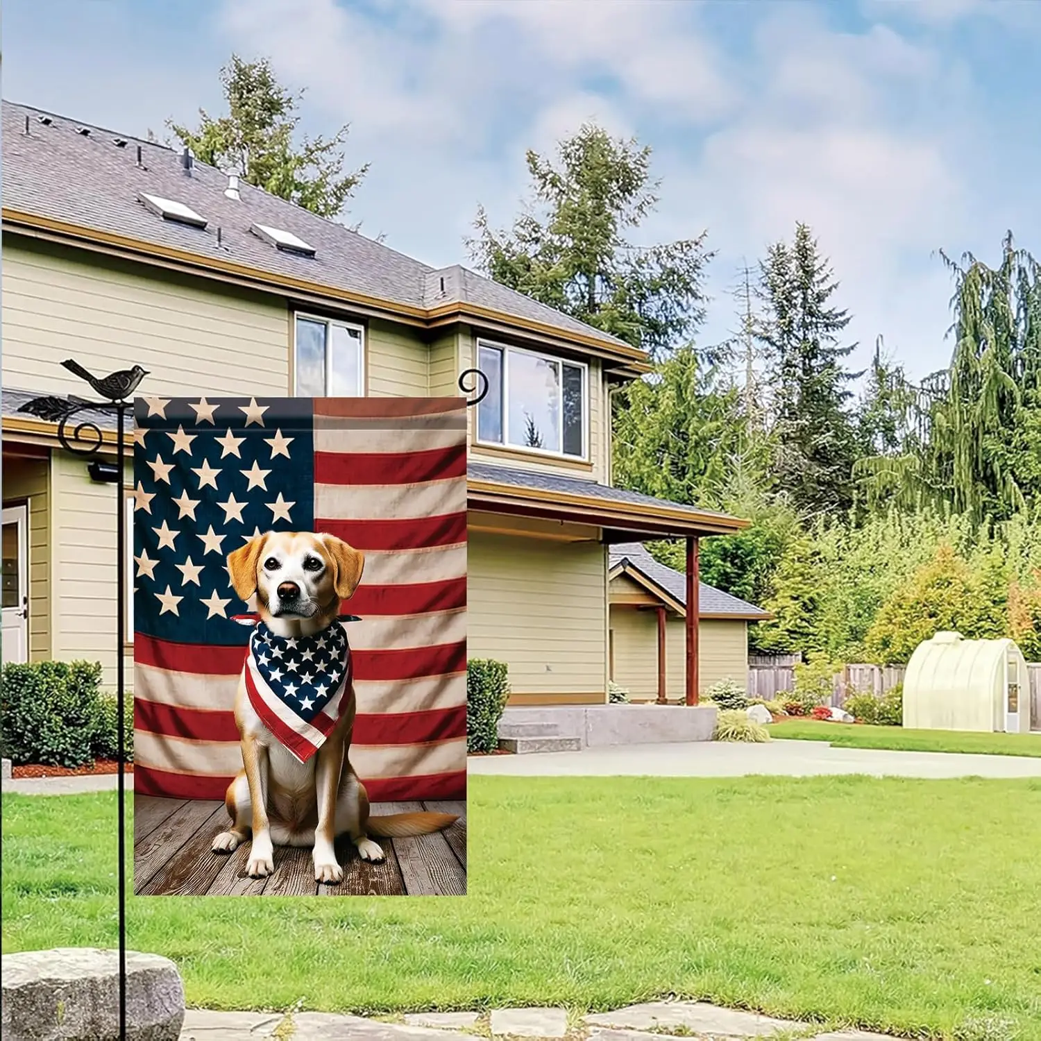Patriotic Labrador Lab Dog Retriever American Flag July of 4th Garden Flag 12x18 Inch Double Sided Vertical Decoration Yard  EEZ