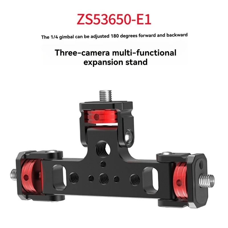Triple Phone Holder Tripod Mount Adaptor 180-Degree Tilt Head Vlogging Live Streaming Tool for Camera, Light, Microphone-DT30