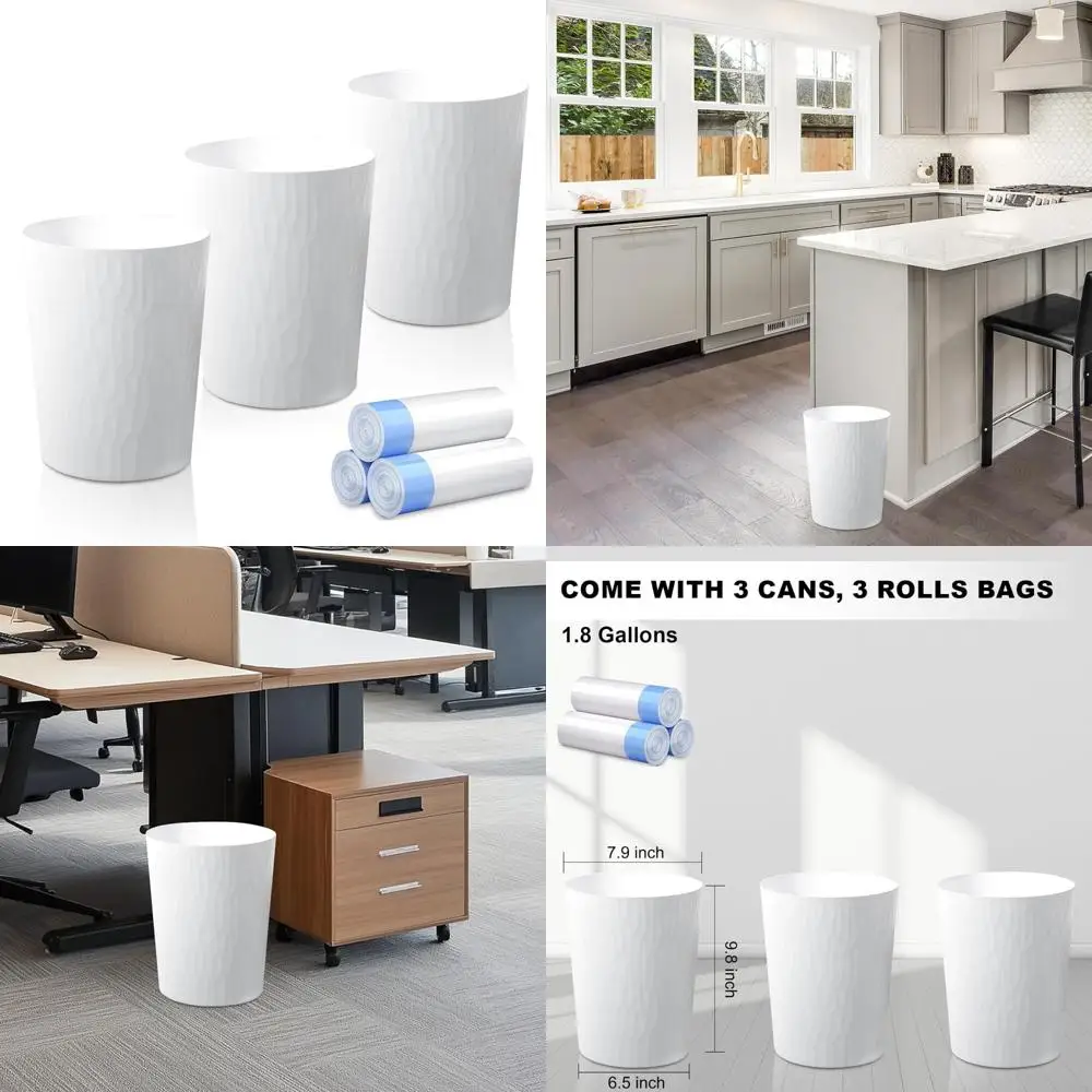 

небольшой мусорный бак, корзина для мусора, контейнер для мусора для ванных комнат, спальни, кухни, офисов, детских комнат, общежитий, 3 шт.