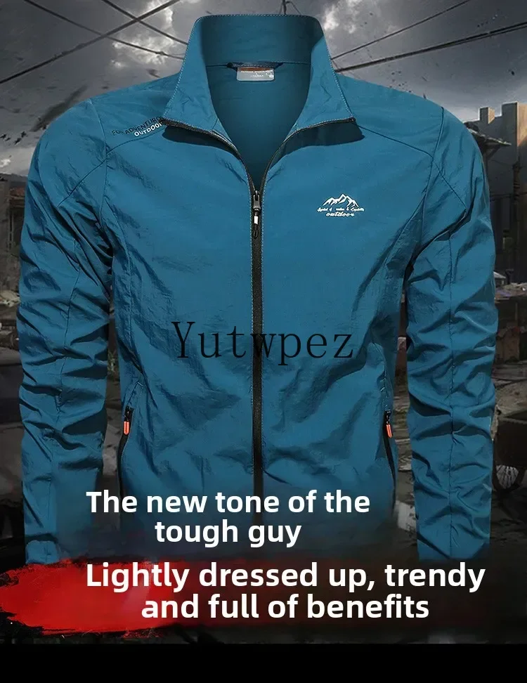 UPF100+ Herren Sommer-Windjacke mit Reißverschlusstaschen UV-Sonnenschutzjacken Atmungsaktive ultraleichte Kleidung Outdoor-Dünnmantel Camping – Detail 3
