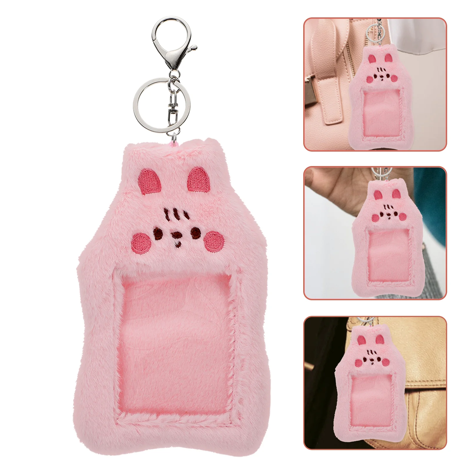 

Plush Card Holder Badge Id Keychain Decoration Cartoon Cards Cover Bus Postcards Sleeve Student Bag Protector